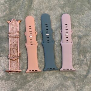 Set of Four Apple Watch Bands in Rose Gold, Pink, Teal, Lavender - 42/44/45MM
